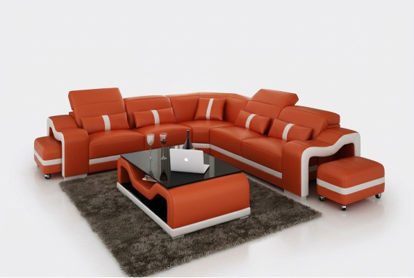 Ledersofa Couch Wohnlandschaft Ecksofa Sofa Eck Modern Design Garnitur