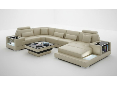 Ledersofa Couch Wohnlandschaft Ecksofa Eck Garnitur Design Modern Sofa G8023