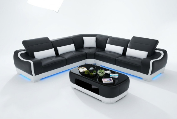 Ledersofa Couch Wohnlandschaft Ecksofa Eck Garnitur Design Modern Sofa G8025B