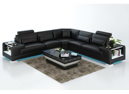 Ledersofa Couch Sofa Wohnlandschaft Ecksofa Eck Modern Design Garnitur