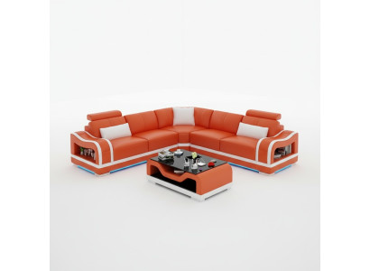 Ledersofa Sofa Couch Wohnlandschaft Ecksofa Eck Modern Design Garnitur