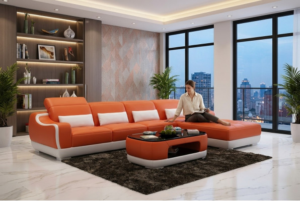Ledersofa Sofa Couch Wohnlandschaft Eck Ecksofa Modern Design Garnitur