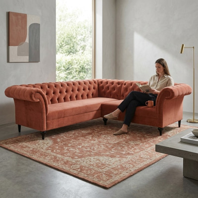 Chesterfield Ecksofa Eckcouch Designer Sofa Couch Samt Ledersofa