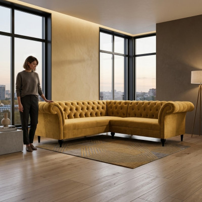 Chesterfield Ecksofa Eckcouch Designer Sofa Couch Samt Ledersofa
