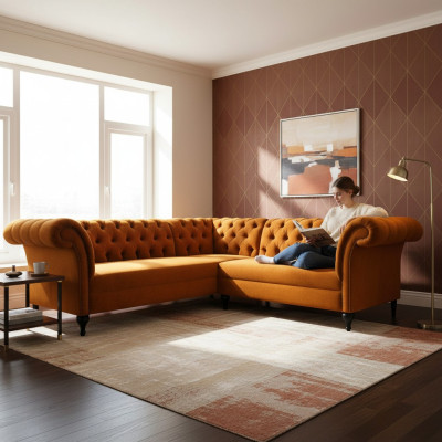 Chesterfield Ecksofa Eckcouch Designer Sofa Couch Samt Ledersofa