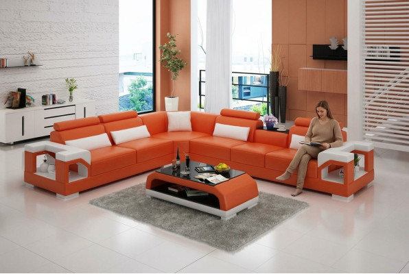 Sofa Ledersofa Couch Wohnlandschaft Eck Ecksofa Modern Design Garnitur