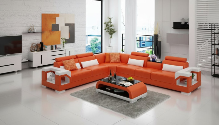 Sofa Ledersofa Couch Wohnlandschaft Eck Ecksofa Modern Design Garnitur