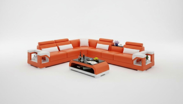 Sofa Ledersofa Couch Wohnlandschaft Eck Ecksofa Modern Design Garnitur