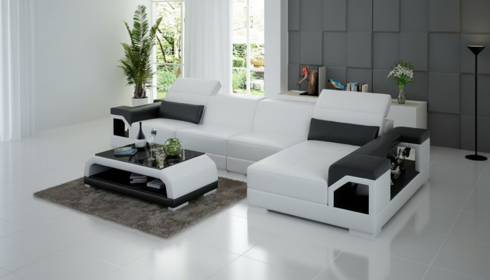 Ledersofa Modern Couch Wohnlandschaft Dekor Eck Ecksofa Design Garnitur
