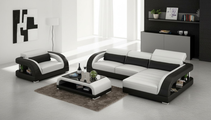 Ledersofa Couch Wohnlandschaft Ecksofa Sessel Set Garnitur Design Sofa