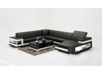 Ledersofa Couch Wohnlandschaft Ecksofa Eck Garnitur Design Modern Sofa G8017