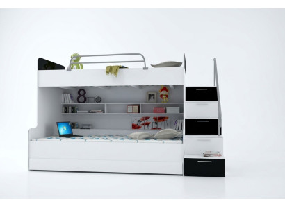 Doppelstockbett Etagenbett Bett Kinderbett Jugendbett Hochbett Neu Schwarz/Weiß