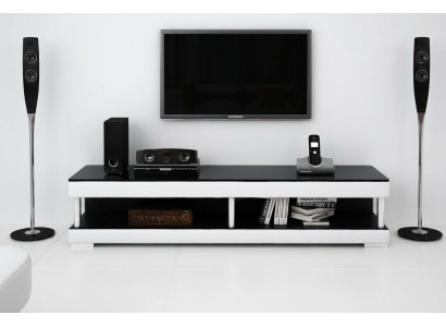 RTV TV Sideboard Leder Glas Tisch Fernseh Schrank Tisch Lowboard Mo.C