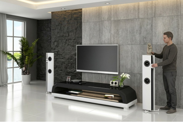 RTV TV Sideboard Leder Glas Tisch Fernseh Schrank Tisch Lowboard Mo.G