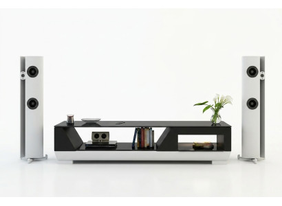 RTV TV Sideboard Leder Glas Tisch Fernseh Schrank Tisch Lowboard Mo.I