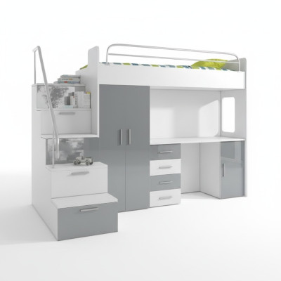 Jugendbett Komplett Schlafzimmer Design Kinder Bett Betten Schrank Tisch GRAU
