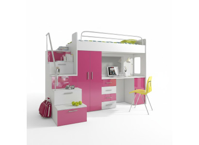 Doppelstockbett Etagenbett Doppelbett Jugend Bett Betten mit Schrank Tisch Neu