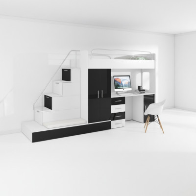 Jugendzimmer Bett Doppelstockbett Etagenbett Schreibtisch Kleiderschrank RAJ 5S