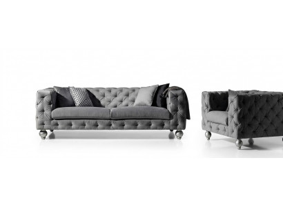 Sofagarnitur Chesterfield Set 252cm + Sessel Sofa Couch designer Dekor Sofa