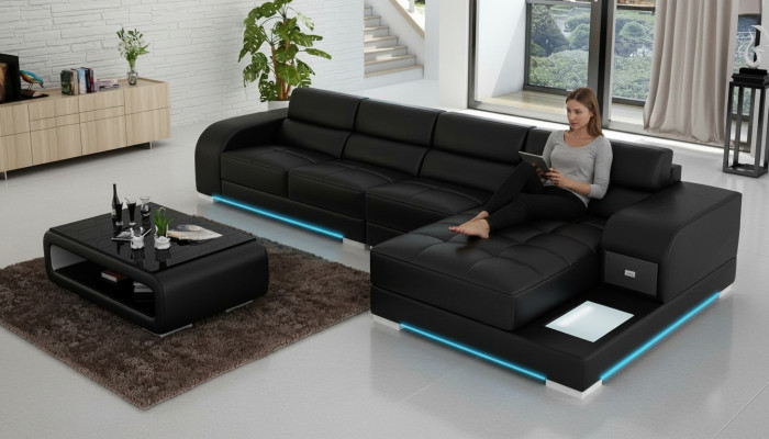 Ledersofa Sofa Couch Wohnlandschaft Eck Modern Ecksofa Design Garnitur