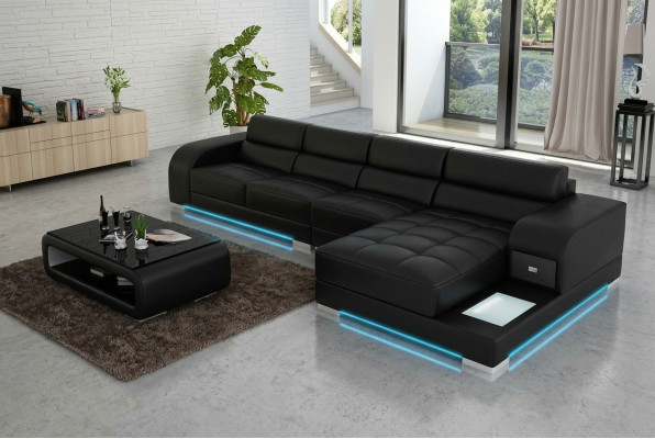 Ledersofa Sofa Couch Wohnlandschaft Eck Modern Ecksofa Design Garnitur