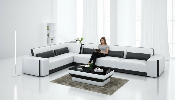 Ledersofa Couch Wohnlandschaft Eck Modern Ecksofa Design Garnitur Sofa