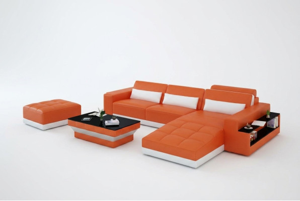 Ledersofa Couch Wohnlandschaft Ecksofa Eck Garnitur Design Modern Sofa G8019E