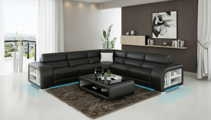 Ledersofa Couch Wohnlandschaft Dekor Modern Eck Ecksofa Design Garnitur