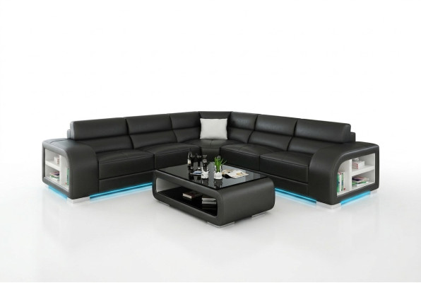 Ledersofa Couch Wohnlandschaft Dekor Modern Eck Ecksofa Design Garnitur