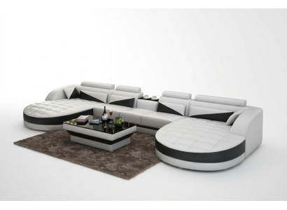 Ledersofa Couch Wohnlandschaft Ecksofa Eck Garnitur Design Modern Sofa G8018D