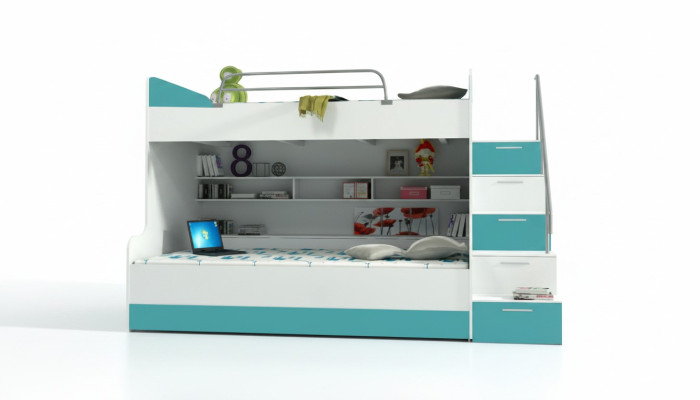 Modernes Etagenbett in türkisfarbenem modernem Stil für Ihr Kinderzimmer
