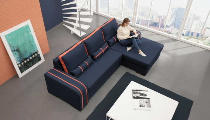 Sofa Schlafsofa mit Bettfunktion, Bettkasten - Ecksofa Couch, NEU im Design