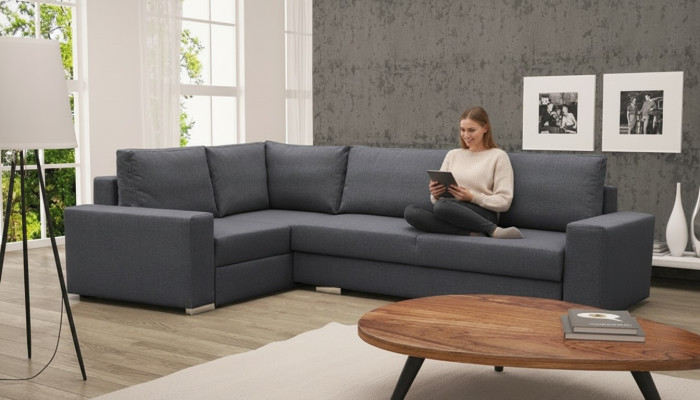 Sofa Schlafsofa Designer Sofa mit Bettfunktion Bettkasten Ecksofa Couch / NEU