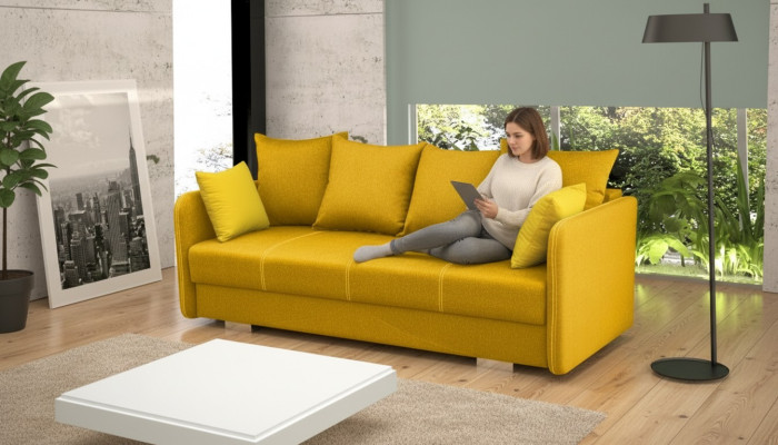 Schlafsofa Klappcouch 3-Sitzer Schlaffunktion + Bettkasten Couch Sofa Klappsofa