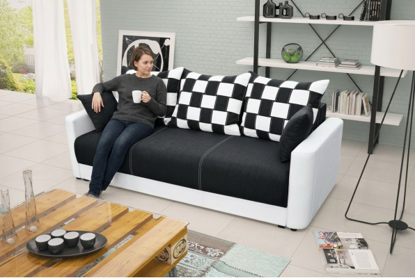 Schlafsofa 3-Sitzer mit Schlaffunktion und Bettkasten - Komfortables Klappsofa