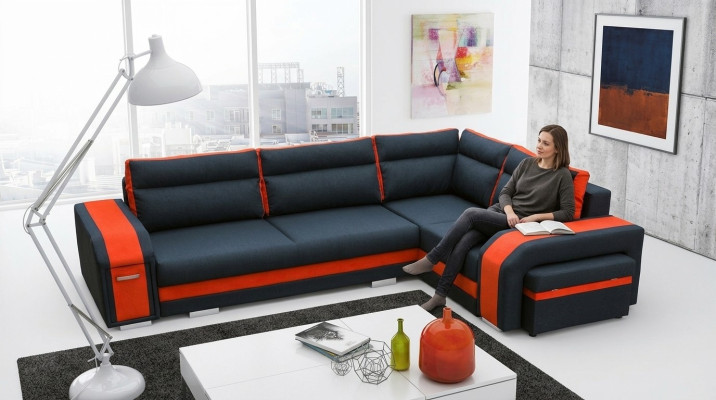 Sofa Schlafsofa Designer Sofa mit Bettfunktion + Bettkasten Ecksofa Couch (Neu)