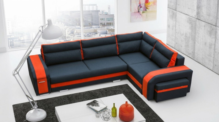 Sofa Schlafsofa Designer Sofa mit Bettfunktion + Bettkasten Ecksofa Couch (Neu)