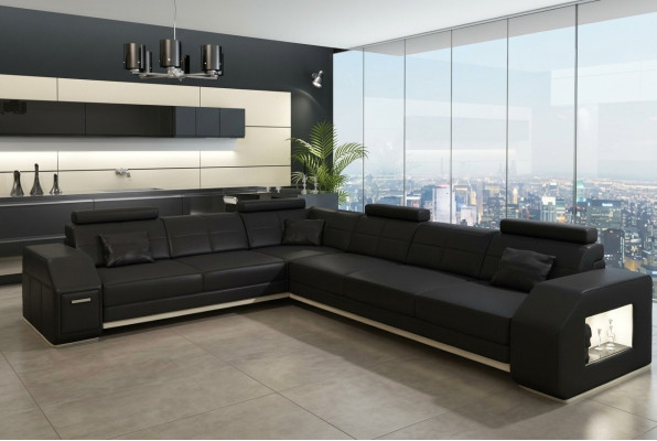 Ecksofa Ledersofa Sofa Couch Polster Sitz Ecke Garnitur Wohnlandschaft Ebern S