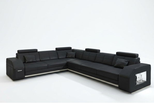 Ecksofa Ledersofa Sofa Couch Polster Sitz Ecke Garnitur Wohnlandschaft Ebern S