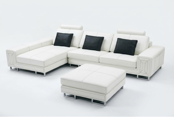 Ecksofa Sofa Couch Polster Ledersofa mit Regal Sitz Couchgarnitur Ecke GenovaS