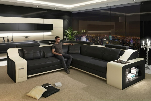 Stilvolles Wohnen L-förmiges Kunstleder-Sofa für höchsten Komfort