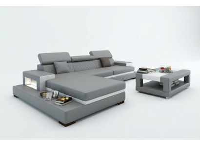 Ecksofa Polster Couch Sofa Wohnlandschaft Garnitur Sitz Eck Textil Leder