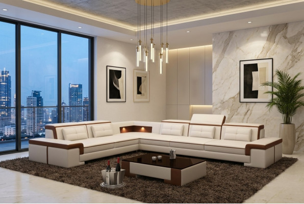 Modern Ecksofa Couch Leder Polster Design Sofa Garnitur Wohnlandschaft