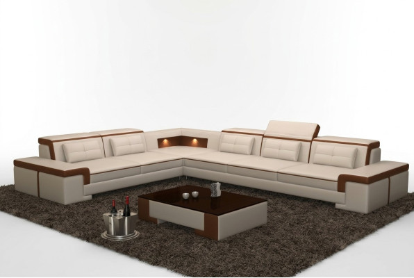 Modern Ecksofa Couch Leder Polster Design Sofa Garnitur Wohnlandschaft