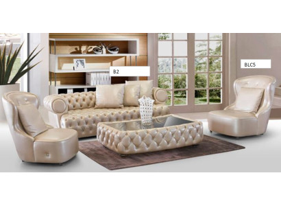 Designer Couch Polster Garnitur Set 3+1+1 Sitzer Chesterfield Sofas Komplett B2