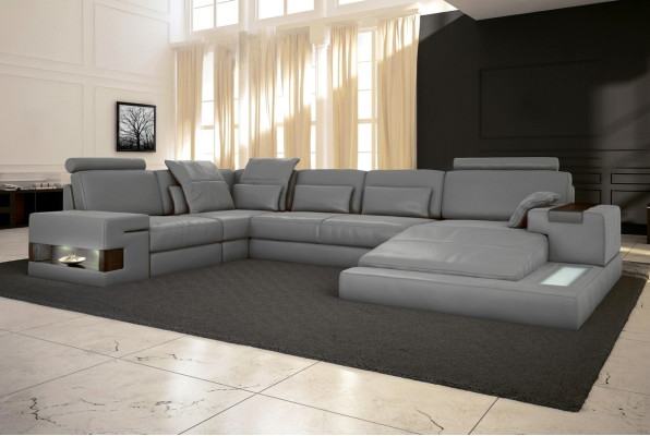 Leder Design Sofa Couch Polster Ecksofa Garnitur Wohnlandschaft Ecksofa XXL ECKE