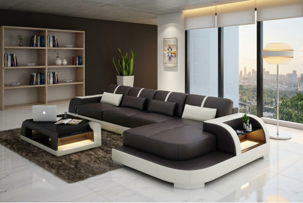 Ecksofa Sofa Couch Polster Wohnlandschaft Polsterecke Designsofa Ledersofa LubyB