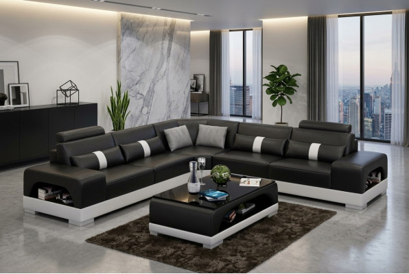 Designer Wohnlandschaft Ecksofa Sofa Couch Big L Form XXL Sitz Garnitur Sandberg