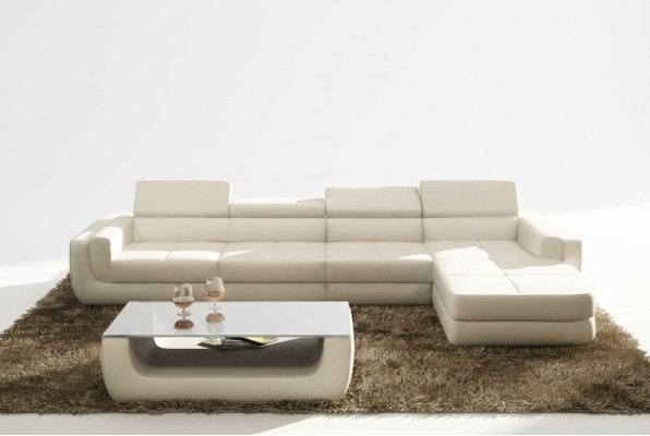 Ecksofa Ledersofa Wohnlandschaft L Form Sofa Couch Polster Sitz Ecke Tettau Weiß