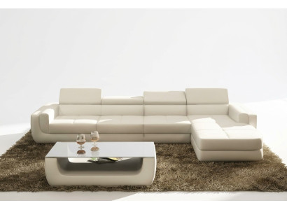 Ecksofa Ledersofa Wohnlandschaft L Form Sofa Couch Polster Sitz Ecke Tettau Weiß
